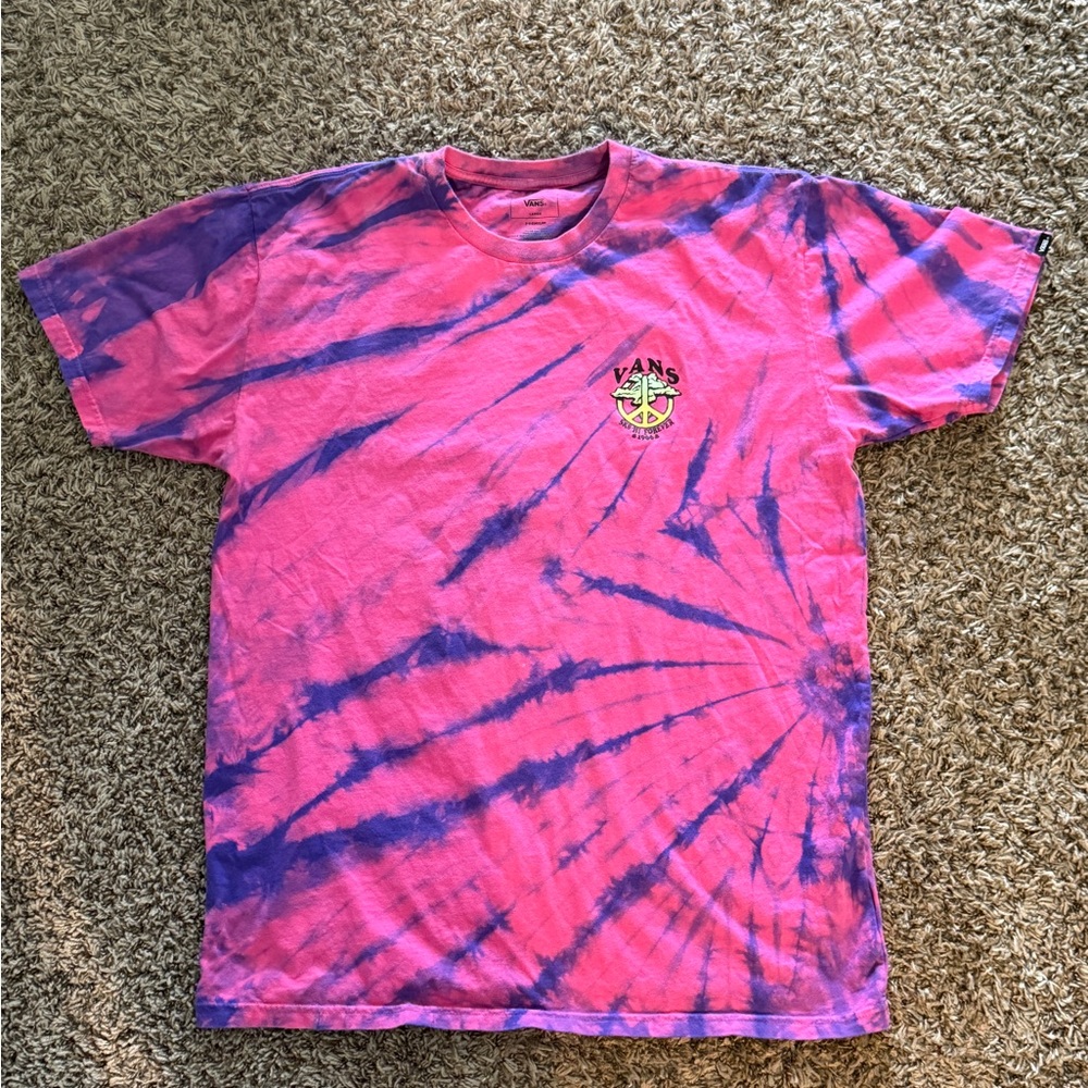 Vans Pink and Purple Tie-Dye T-Shirt. Size Large
